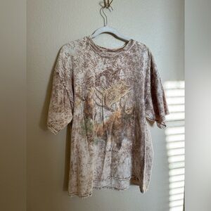 Vintage Caribou Graphic Tee Sz XL in Tan nature colorado tee woodland camo